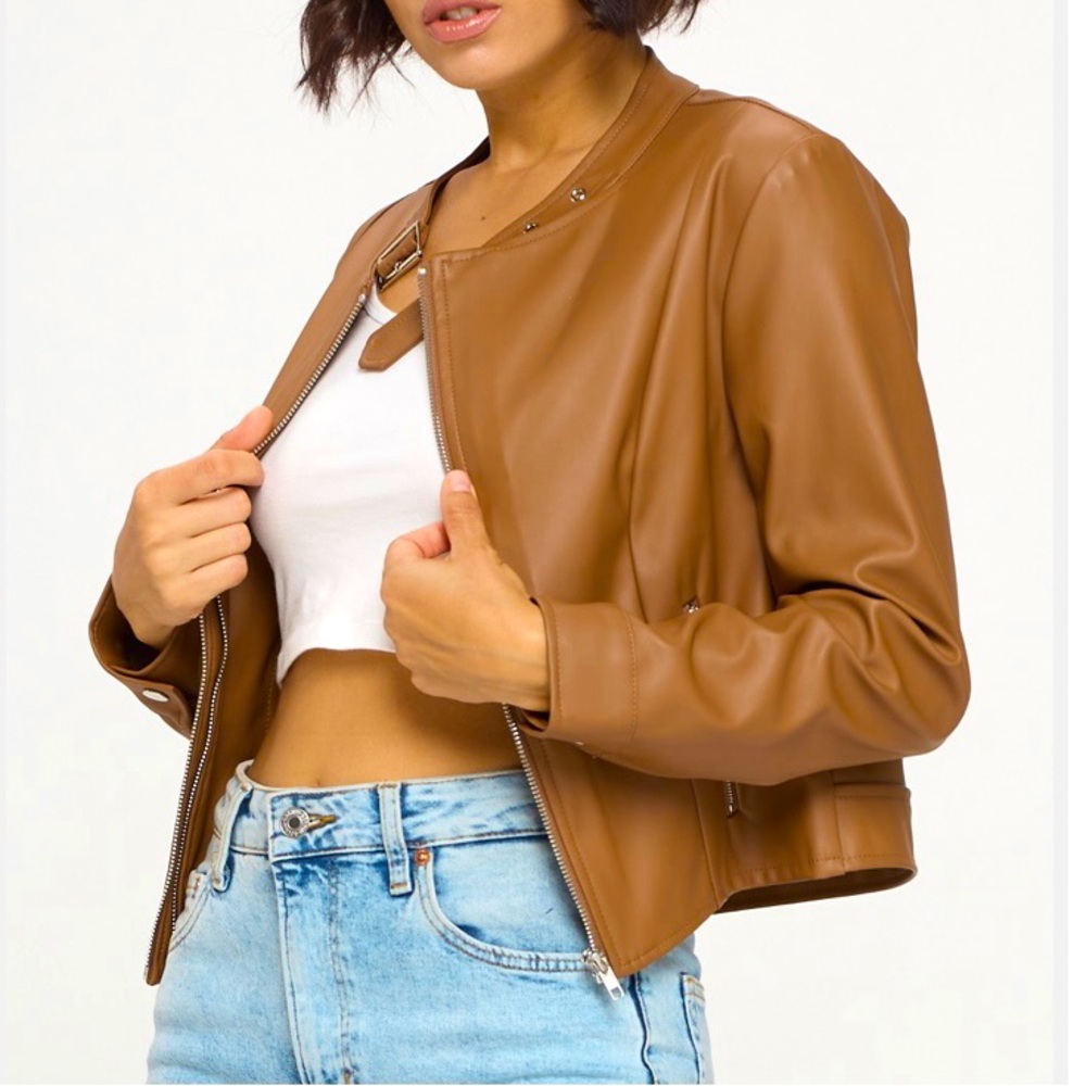 Mocha-Latte Biker Jacket